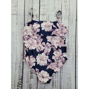Isabel Maternity Lavender Navy Floral One Piece Bathing Suit Size XL